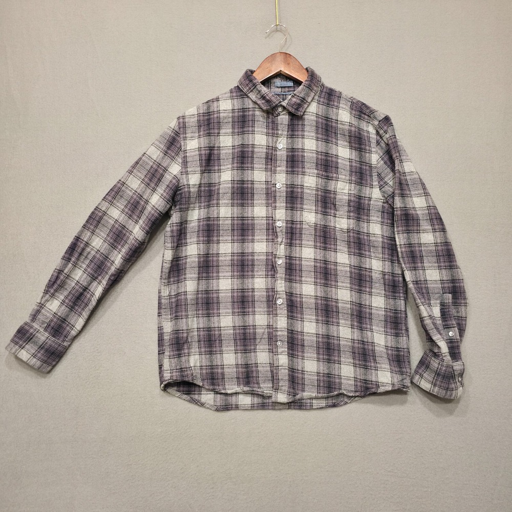 Tallwoods Bruno Milano Gray‎ Plaid Men's Long Sleeve Button Up Flannel Size M-L